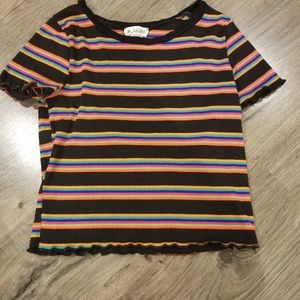 ❄️Rainbow Striped Black Tee (2 for $10)